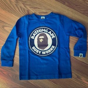 Bape College Long Sleeve Kids Tee 4t A Bathing Ape